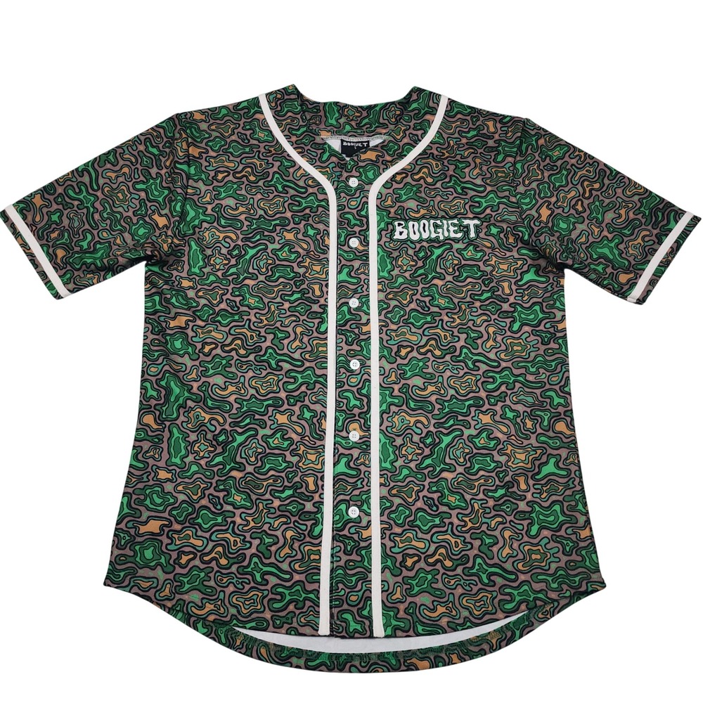 Boogie T Baseball Jersey Mens S Green Camo 140 EDM Dubstep Rave Official Merch
